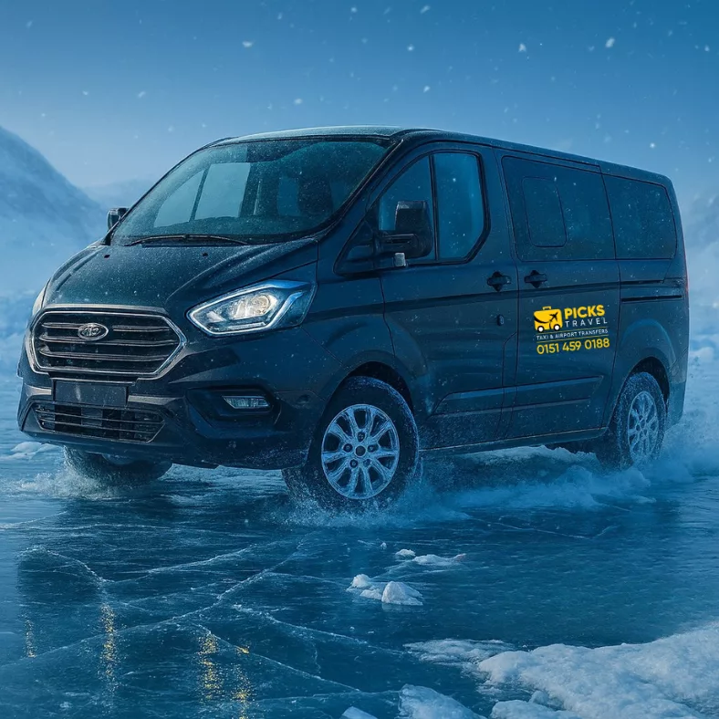 Picks Travel van on icy road