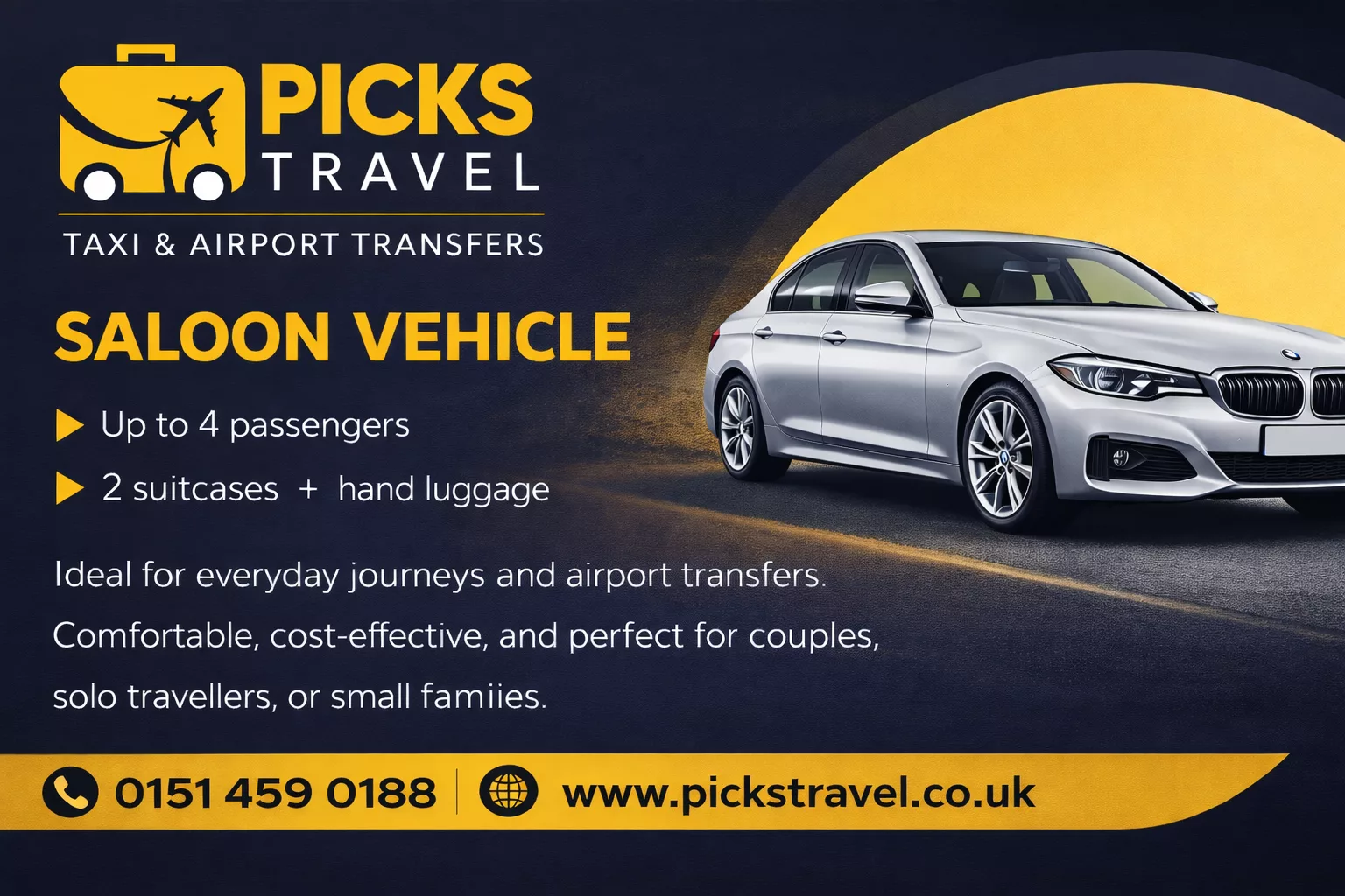 Vehicle options Liverpool – Saloon taxi for airport transfers | Picks Travel