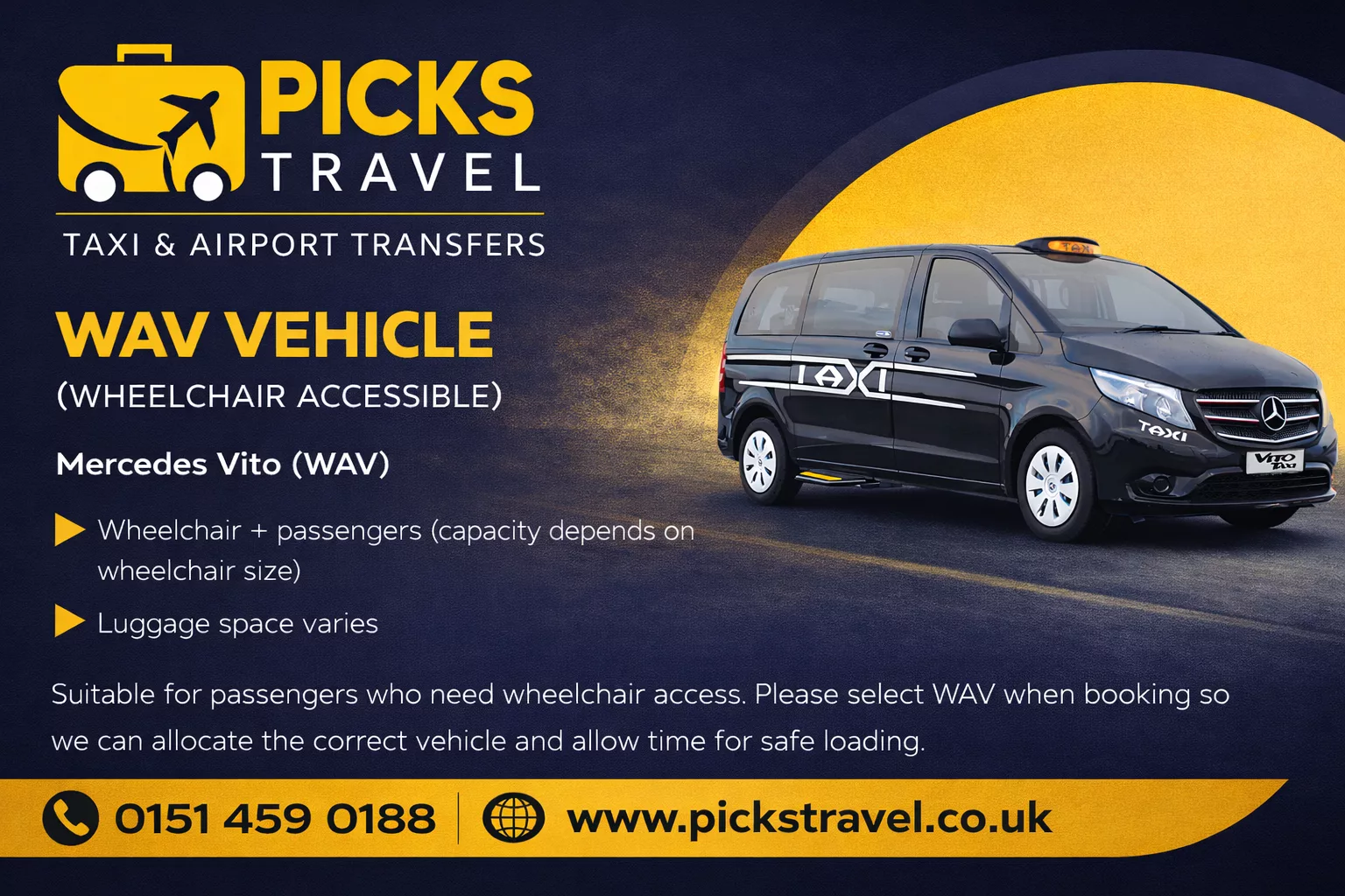 Wheelchair accessible WAV taxi in Liverpool | Picks Travel
